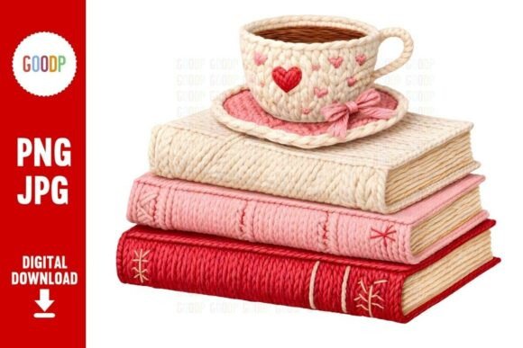 A Cozy Knitted Books and Coffee Graphic Review