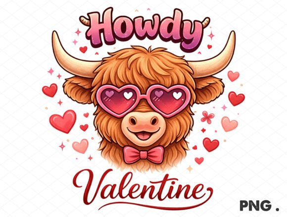 A Highland Cow PNG Graphics Asset for Valentine Season Sales