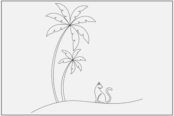 A Minimalist Cat Tree Line Art Graphic for Editorial Use