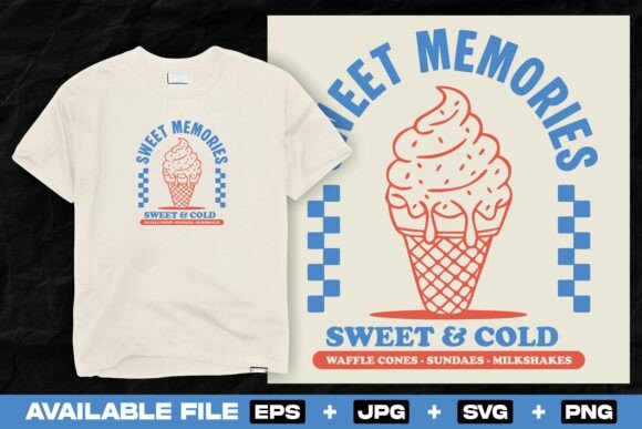 A Playful Retro Ice Cream Cone Graphic for T-Shirt Designs