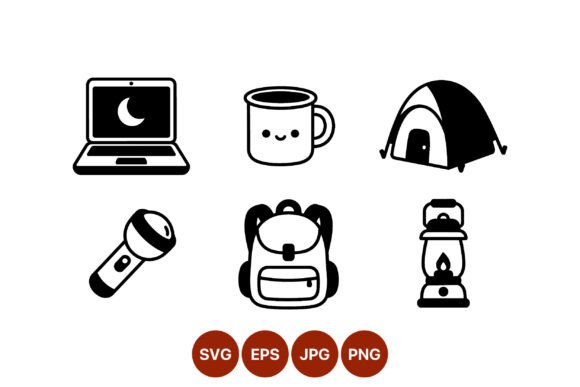 A Review of the Camping Gear Black & White Icon Graphics