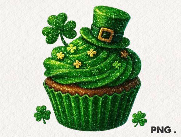 A Shamrock Cupcake Illustration for Festive Branding