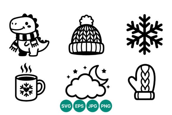 A Winter Dinosaur Graphics Set for Cozy Craft Collections