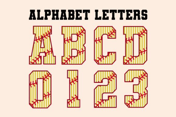 Crafting with Yellow Striped Softball Alphabet Letters Graphics