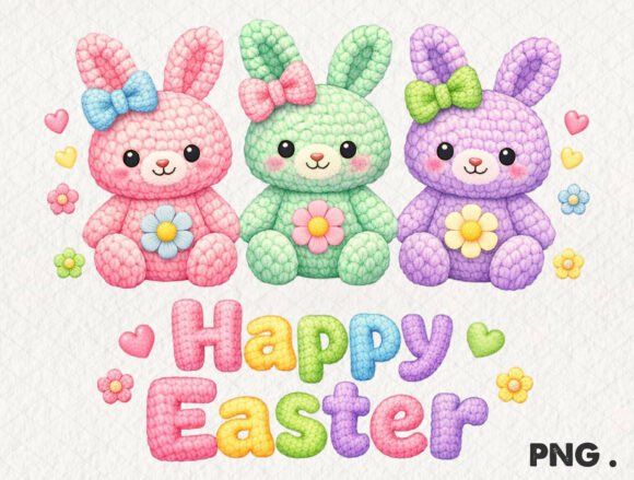 Crochet Bunny PNG Graphics for Easter Illustrations