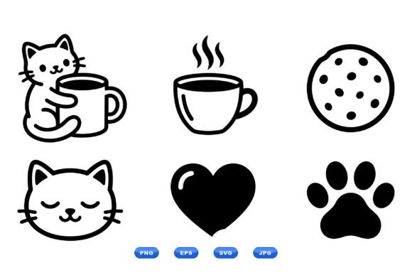 Cute Cat Coffee Clipart Pack: Perfect Graphics for Handmade Creations