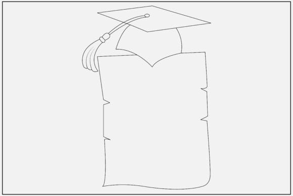 Graduation Cap Scroll Line Art Graphics for Crafters