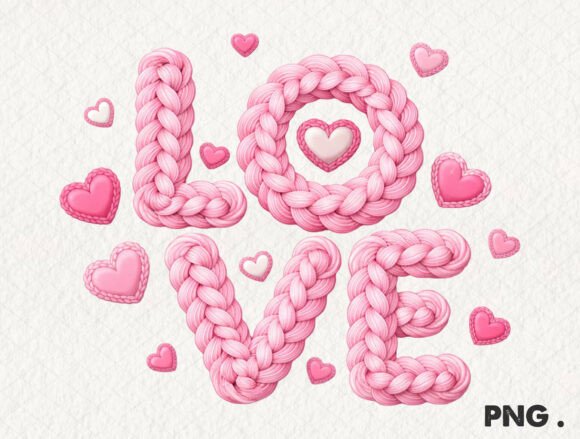 LOVE Faux Yarn PNG: A Charming Graphics and Illustrations Asset