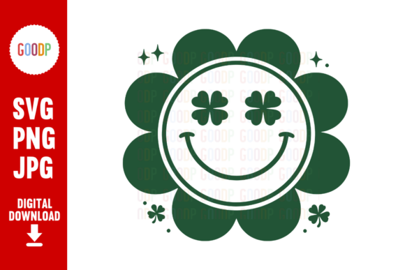 Retro Shamrock Smiley Face Flower PNG Review