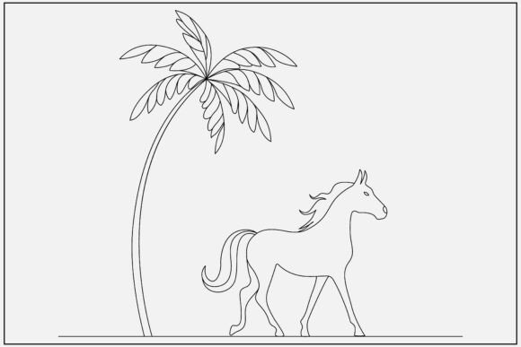 Tree with Horse Line Art: A Graphic for Illustrative Branding
